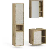Vicco Badkamermeubelset Viola, Artisanaal eiken, 3 delen