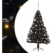 vidaXL Kunststof Voorverlichte Kerstboom met 150 LED Zwart 150 cm PVC