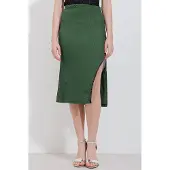 Big Dart Textured Midi Rok met Kettendetail