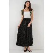 Bigdart Gestructureerde Maxi Rok met Elastische Taille