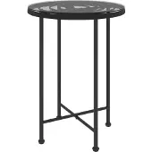 vidaXL Eettafel Ø55 cm gehard glas en staal zwart