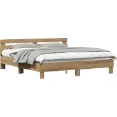 vidaXL Bedframe Artisan Eiken 203 x 185 x 70 cm Bewerkt hout