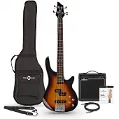 Gear4Music Chicago Short Scale Basgitaar Sunburst + 15 W Versterkerpakket