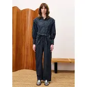 FRNCH Vigan jumpsuit gestreept schouderdetails en strikceintuur