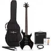 Gear4Music Harlem X Bass Guitar + 15W Amp Pack Black