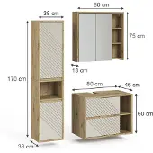 Vicco Badkamermeubelset Viola, Artisanaal eiken, .3 delen
