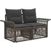 vidaXL Tuinbank Set 9 st Grijs poly rattan