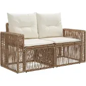 vidaXL Tuinbank Set 6 st Beige en Crème Wit poly rattan