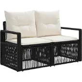 vidaXL Tuinbank Set 3 st Zwart poly rattan