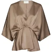 Neo Noir Dames Blouses Rivina Heavy Sateen Blouse - Taupe - Maat S