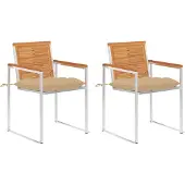 vidaXL Tuinstoelen 2 st met kussens massief acaciahout en staal