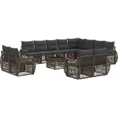 vidaXL Tuinbank Set 13 st Grijs en Donkergrijs poly rattan