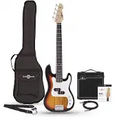 Gear4Music 3/4 LA Bass Guitar Sunburst 15W Bass Amp Pack