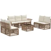 vidaXL Tuinbank Set 8 st Beige poly rattan