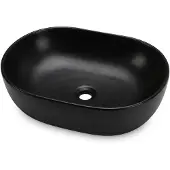 Akord Ovale Wastafel ELIPSE 49 cm / Keramische Opzetwastafel / Mat Zwart