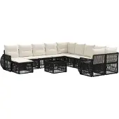 vidaXL Tuinbank Set 12 st Zwart poly rattan