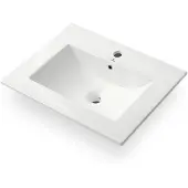 Akord Inbouw Wastafel NORDIS 61 cm / Keramische Waskom / Glans Wit