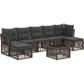 vidaXL Tuinbank Set 8 st Grijs poly rattan