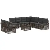 vidaXL Tuinbank Set 10 st Grijs poly rattan