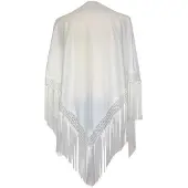 La Señorita - Spaanse manton - omslagdoek – helder wit effen Large