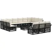 vidaXL Tuinbank Set 14 st Zwart poly rattan