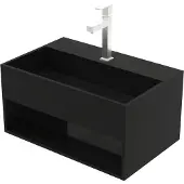 Aloni Solid Surface Wastafel – Onzichtbare Afvoer – 50x32,4x25 cm – Mat Zwart