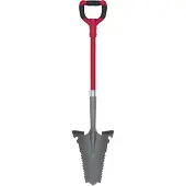 Easymaxx spadezaag met wortelzaag | Spade- en wortelzaag grijs-rood – krachtbesparend en ergonomisch gevormd | Spadezaag 114 cm inclusief opstaprand voor de voeten | Tuiniererspade met V-vormig blad