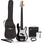Gear4Music LA 5 String Bass Guitar Black 15W Bass Amp Pack