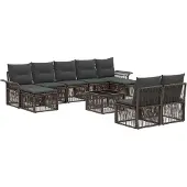 vidaXL Tuinbank Set 10 pcs Grijs poly rattan