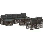 vidaXL Tuinbank Set 10 st Grijs poly rattan