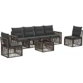 vidaXL Tuinbank Set 7 st Grijs en Donkergrijs poly rattan