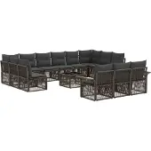 vidaXL Tuinbank Set 14 st Grijs poly rattan