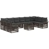 vidaXL Tuinbank Set 11 st Grijs poly rattan