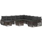 vidaXL Tuinbank Set 12 st Grijs poly rattan