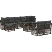 vidaXL Tuinbank Set 10 st Grijs poly rattan
