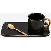 Casa Di Elturo Kop & schotel & lepel glam porselein / goud- 200ml