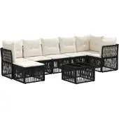 vidaXL Tuinbank Set 8 st Zwart poly rattan