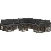 vidaXL Tuinbank Set 12 st Grijs poly rattan