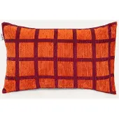 DOGGUO Sierkussen CHECK-CUSHION-ORANGE/BORDEAUX (60X40 cm)