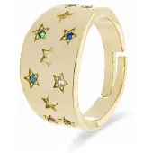 Luxenter ring met briljant zirkonia afgewerkt in 18K geel goud - Etav
