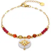 Luxenter Bracelet en nacre blanche avec finition en or jaune 18 carats - Zador