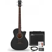Gear4Music Electro Acoustic Bass Guitar Black 35W Bass Amp & Accessory Pack