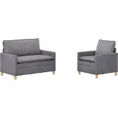 vidaXL Bankstel 2 st Lichtgrijs Polyester
