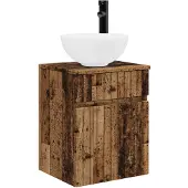 vidaXL Wandgemonteerde wastafelmeubel Oud hout 39 x 35 x 63 cm