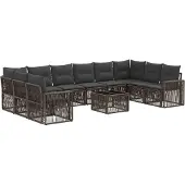 vidaXL Tuinbank Set 11 st Grijs en Donkergrijs poly rattan