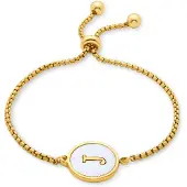 Luxenter armband in wit parelmoer afgewerkt in 18K geel goud - Alfabet