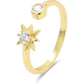 Luxenter Sterling zilveren 925 ring met glanzende 18K geelgouden zirkonia - Lialt