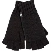 Heat Holder - Solide gebreide vingerloze dameshandschoenen - Zwart
