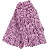 Heat Holder - Kabelgebreide dameshandschoen zonder vingers - Roos