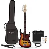 Gear4Music LA II Bass Guitar Sunburst 15W Bass Amp Pack